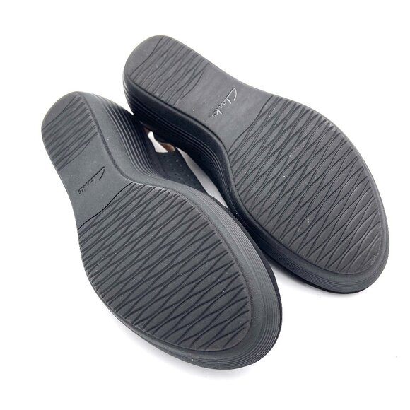 Clarks Collection Soft Cushion Balck Platform Wedge Ankle Strap Shoe Size 8M - Picture 5 of 5
